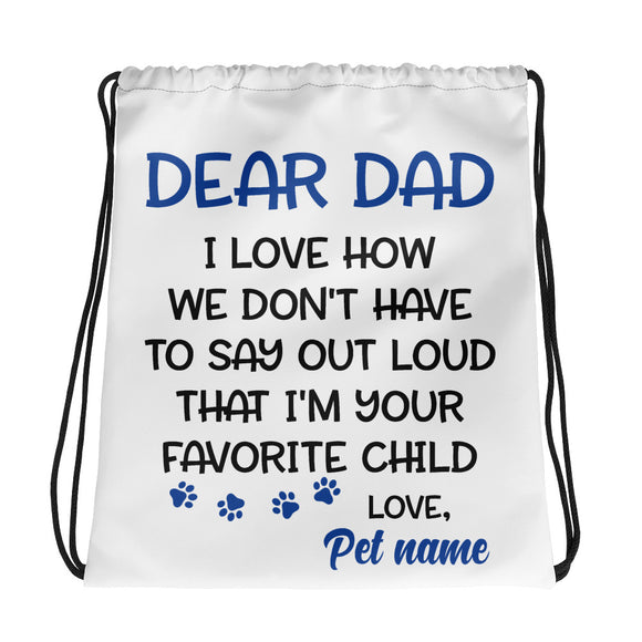 Customised Dear Dad Father's Day Gifts Drawstring bag